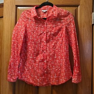 Old navy size small red and white button down anchors. like new. light weight